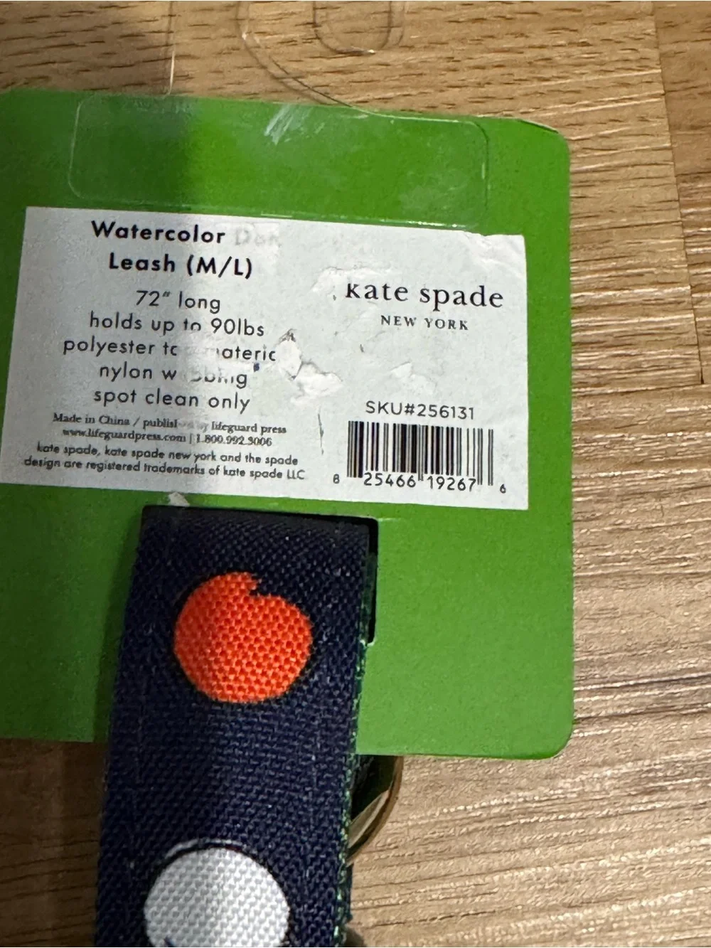 kate spade kids navy dot pet leash with multicolor circles